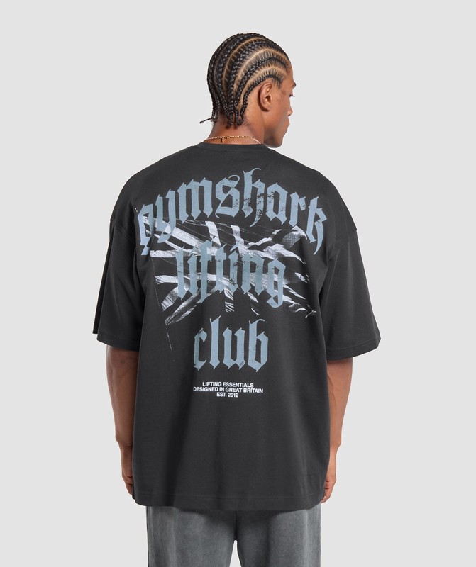 Gymshark Union Jack Lifting Club T-Shirt Black | 09631THEK