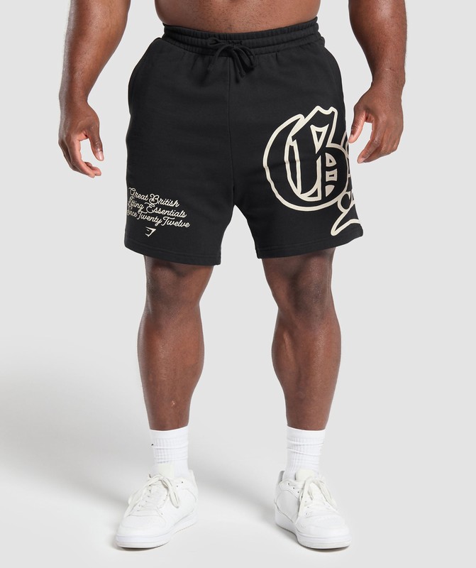 Gymshark Varsity Graphic Shorts Black | 42976SCGU