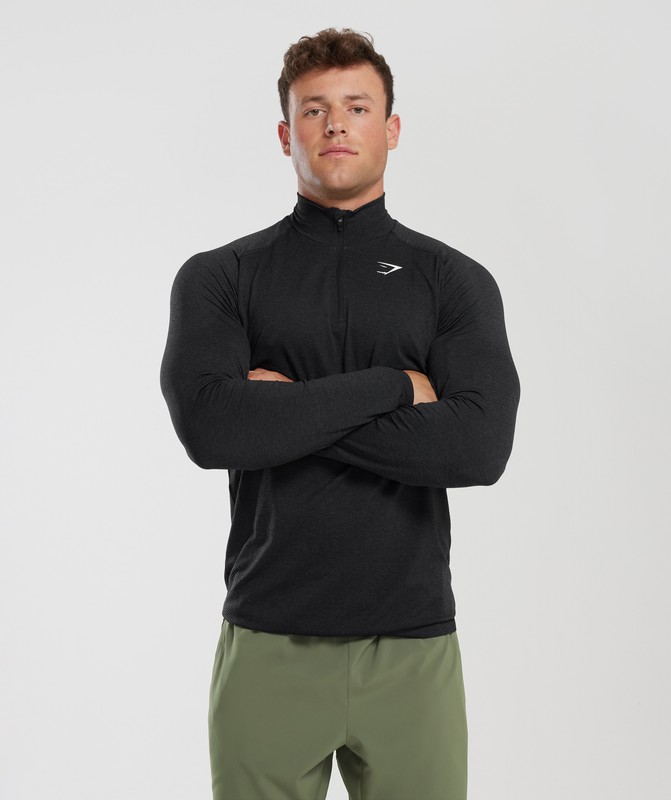 Gymshark Vital 1/4 Zip Pullover Black / Silhouette Grey | 80419ZAKM