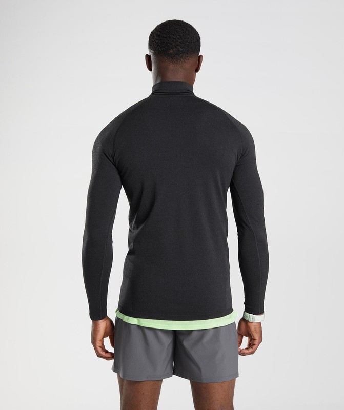 Gymshark Vital Seamless 1/4 Zip Black / Silhouette Grey | 52487DZCM