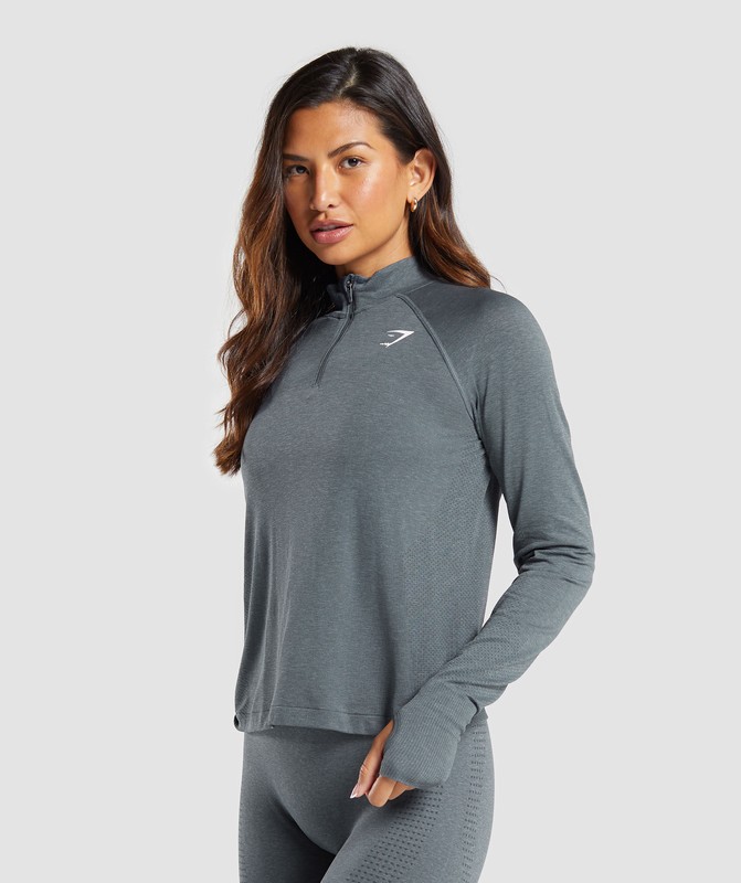 Gymshark Vital Seamless 1/4 Zip Pullover Strong Grey / Marl | 45069YZRP