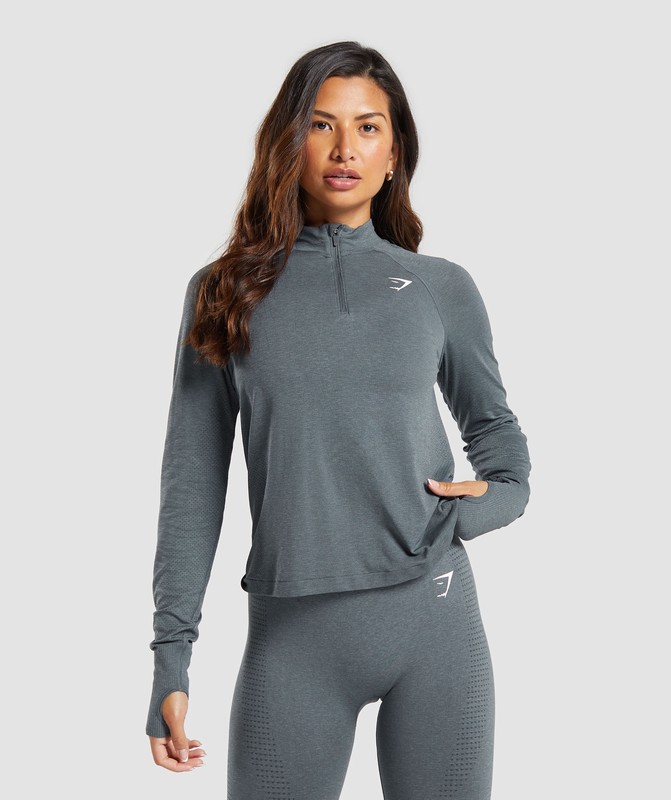 Gymshark Vital Seamless 1/4 Zip Pullover Strong Grey / Marl | 45069YZRP