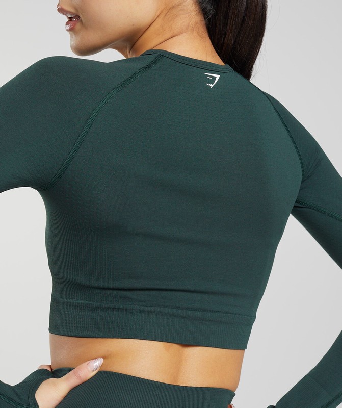 Gymshark Vital Seamless 2.0 Crop Top Woodland Green / Marl | 36250LKZF