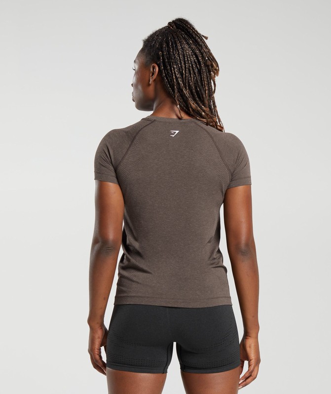 Gymshark Vital Seamless 2.0 Light T-Shirt Penny Brown Marl | 12879UFVC