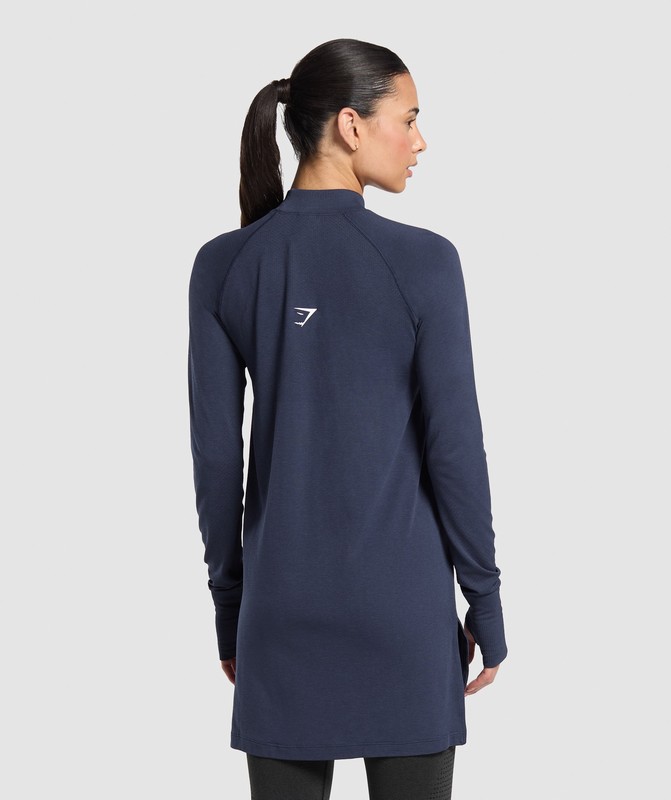Gymshark Vital Seamless 2.0 Long Line Top Heavy Blue Marl | 61384DZTH