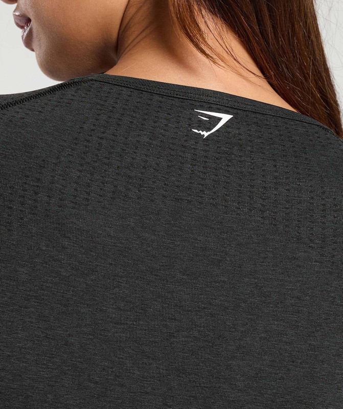 Gymshark Vital Seamless 2.0 Long Sleeve Top Black Marl | 37594GUNF