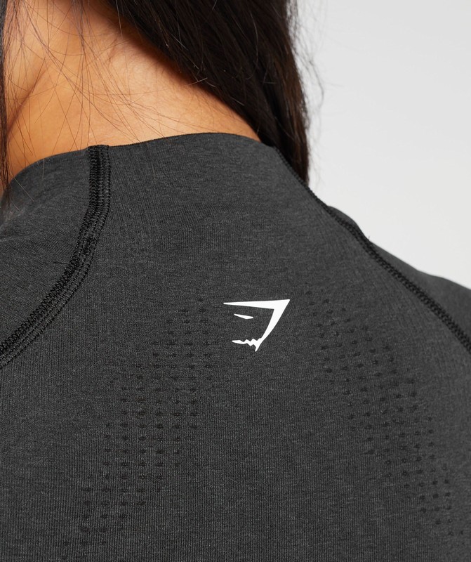 Gymshark Vital Seamless 2.0 Midi Zip Up Jacket Black Marl | 02958BNAG
