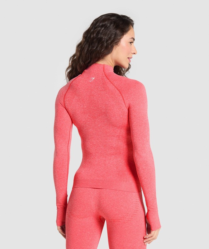 Gymshark Vital Seamless 2.0 Tight Tracktop Coral Red / Marl | 16259CLEG