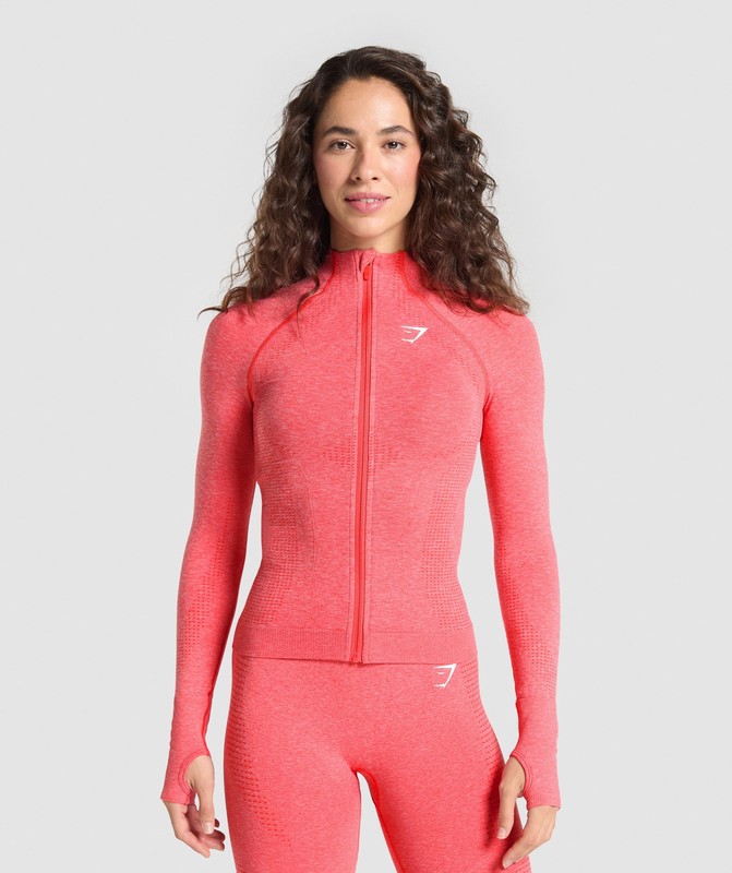 Gymshark Vital Seamless 2.0 Tight Tracktop Coral Red / Marl | 16259CLEG