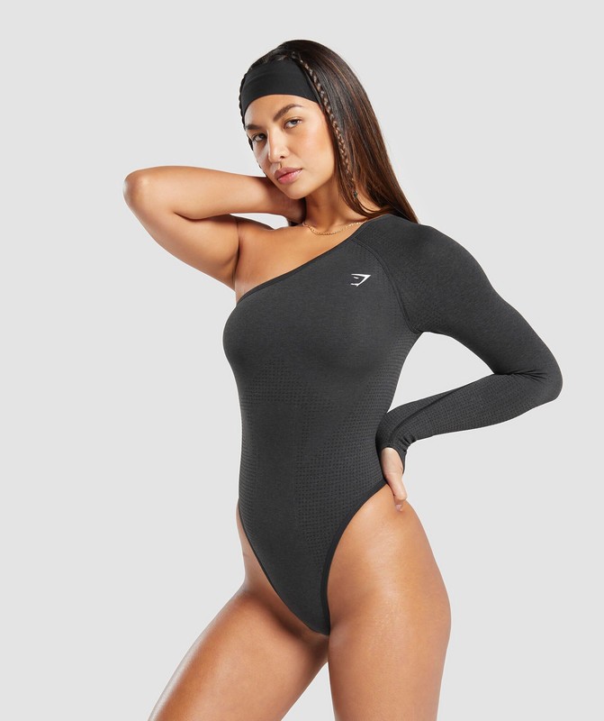 Gymshark Vital Seamless Bodysuit Black Marl | 90621OAZH