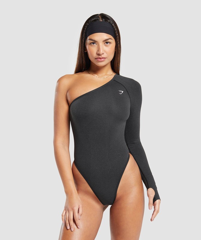 Gymshark Vital Seamless Bodysuit Black Marl | 90621OAZH