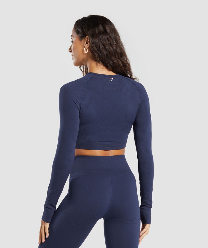 Gymshark Vital Seamless Crop Top Heavy Blue / Marl | 36501CMBP
