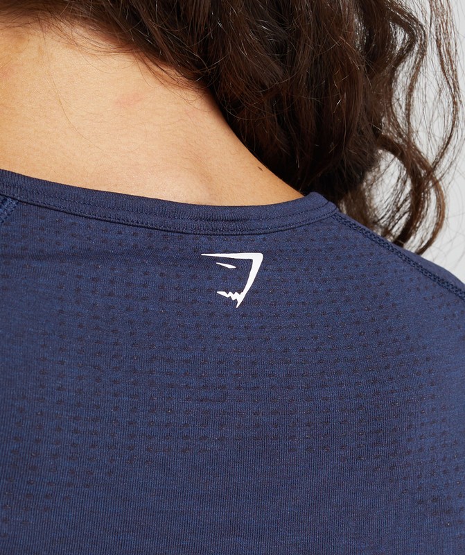 Gymshark Vital Seamless Crop Top Heavy Blue / Marl | 36501CMBP