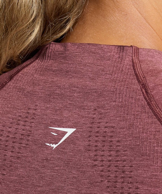 Gymshark Vital Seamless Midi Zip Pullover Burgundy Pink / Marl | 29138LMOD