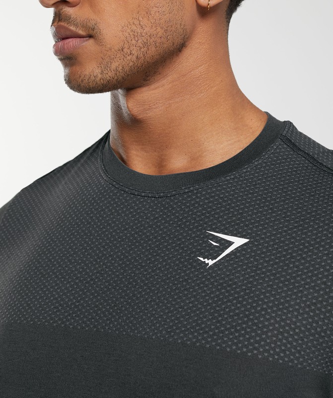 Gymshark Vital Seamless T-Shirt Black / Medium Grey Marl | 97564CELO