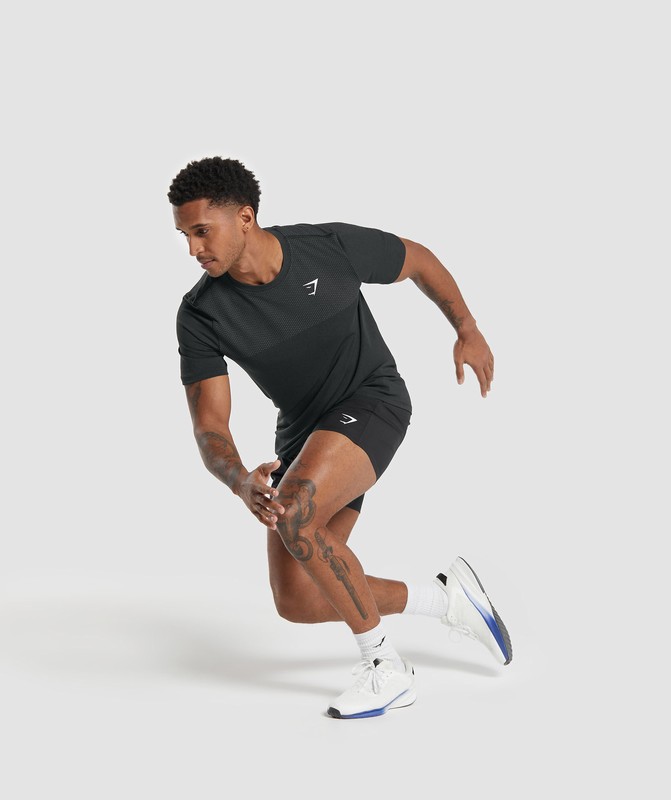 Gymshark Vital Seamless T-Shirt Black / Medium Grey Marl | 97564CELO