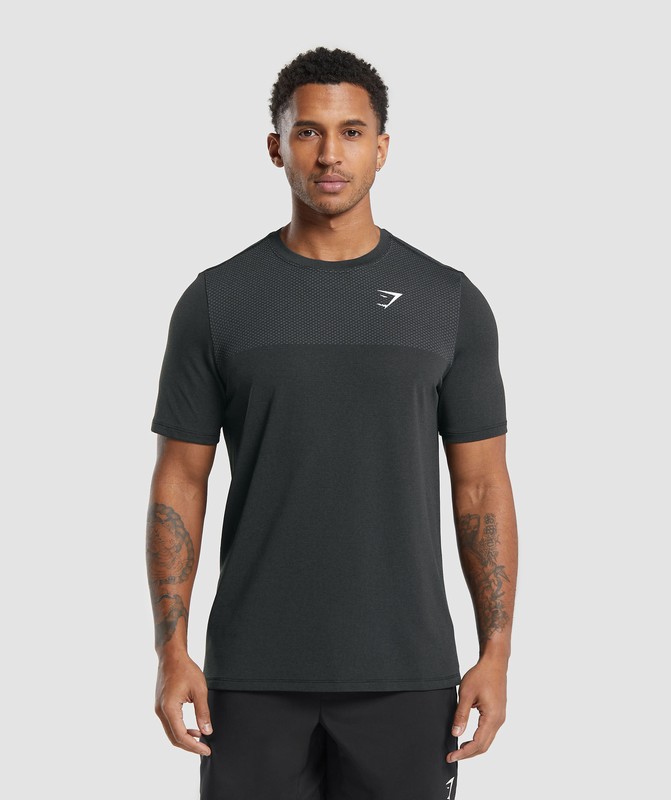 Gymshark Vital Seamless T-Shirt Black / Medium Grey Marl | 97564CELO