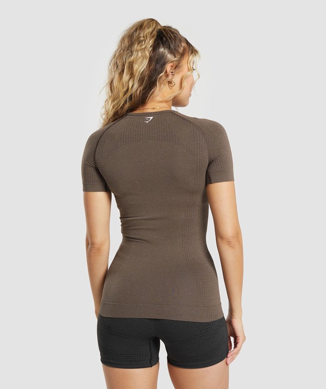 Gymshark Vital Seamless T-Shirt Penny Brown / Marl | 25310TLXS