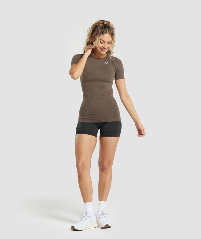 Gymshark Vital Seamless T-Shirt Penny Brown / Marl | 25310TLXS