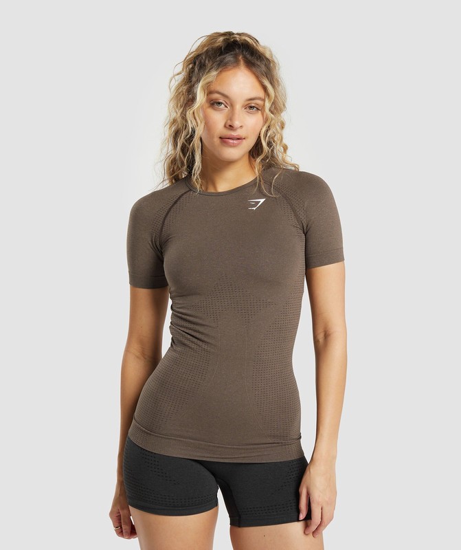 Gymshark Vital Seamless T-Shirt Penny Brown / Marl | 25310TLXS