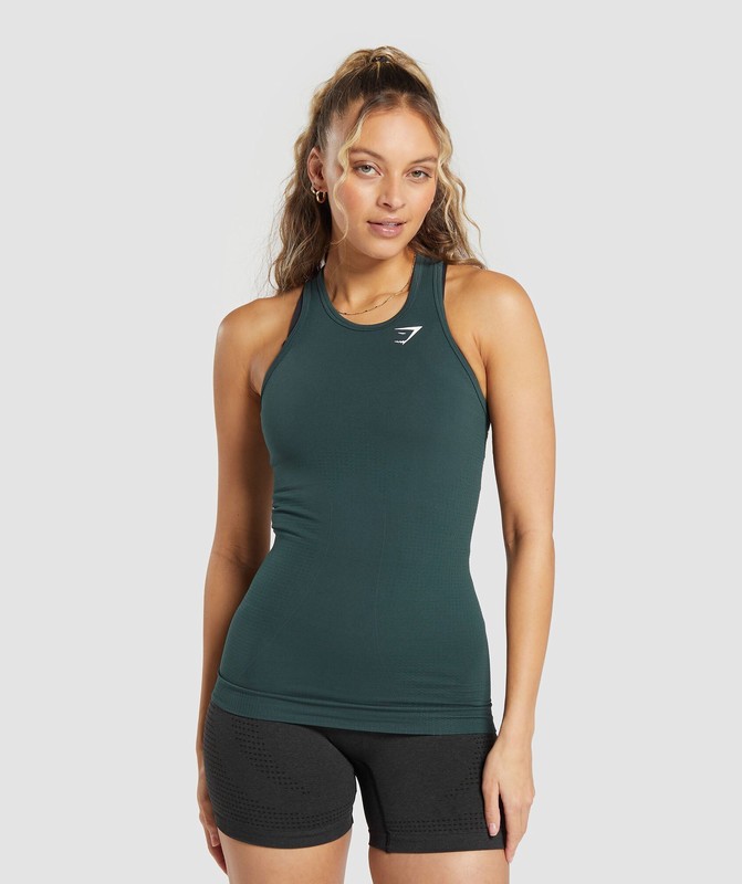 Gymshark Vital Seamless Tank Woodland Green / Marl | 29685UTCP