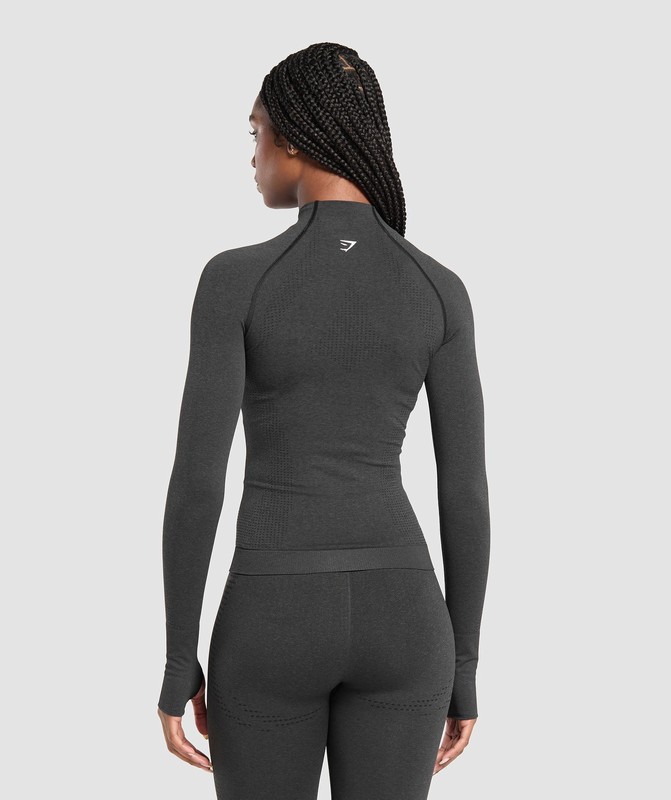 Gymshark Vital Seamless Tight Tracktop Black Marl | 19587LEQI