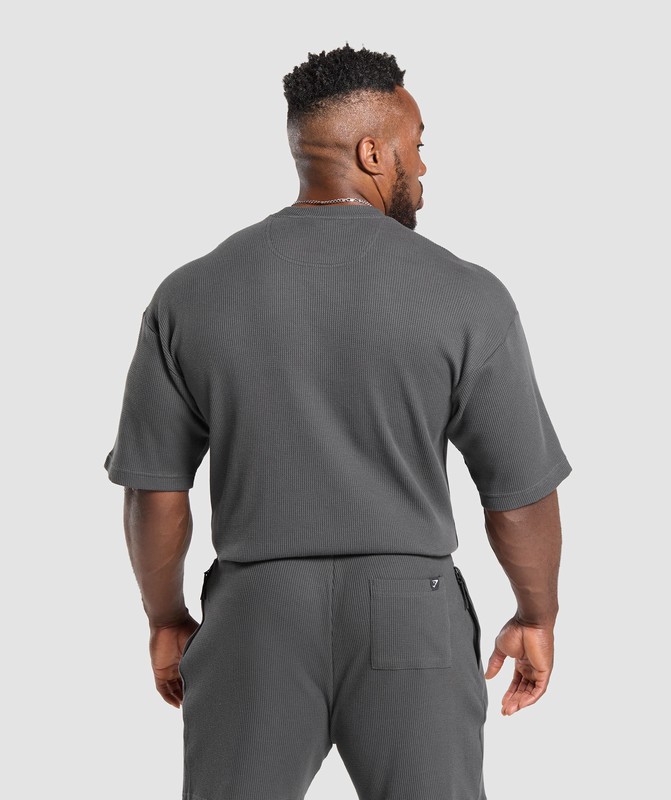 Gymshark Waffle Oversized T-Shirt Onyx Grey | 71829JBSL