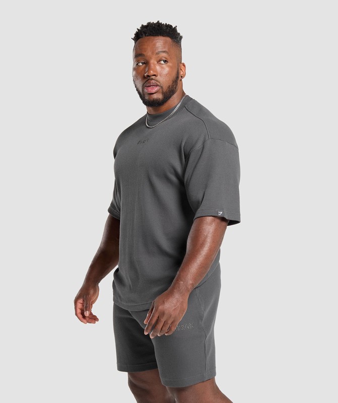 Gymshark Waffle Oversized T-Shirt Onyx Grey | 71829JBSL