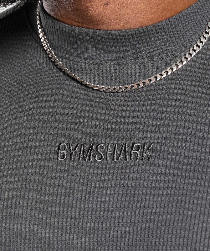 Gymshark Waffle Oversized T-Shirt Onyx Grey | 71829JBSL