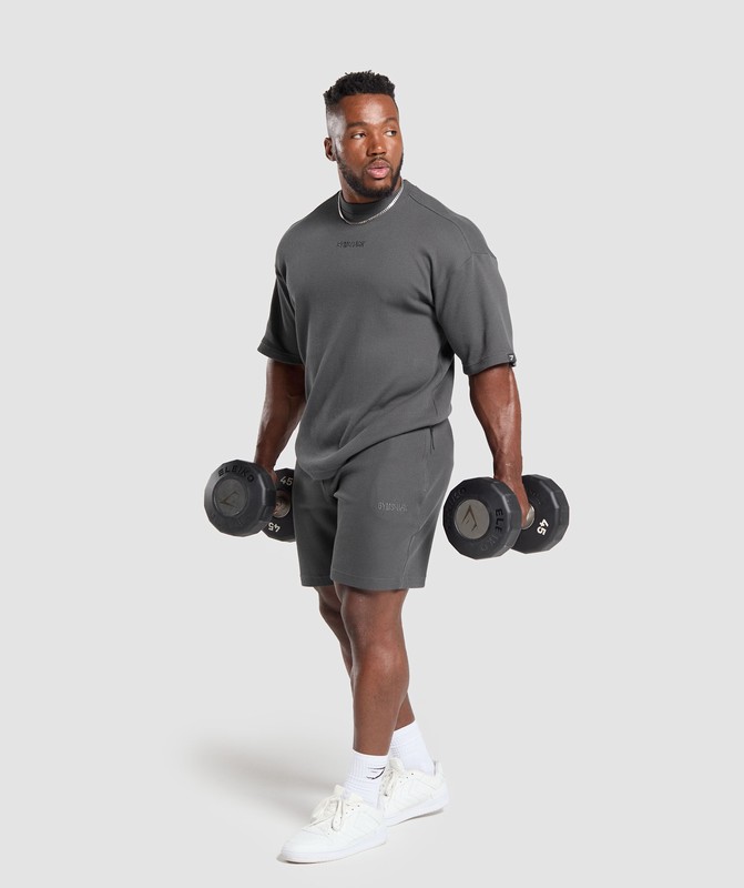 Gymshark Waffle Oversized T-Shirt Onyx Grey | 71829JBSL