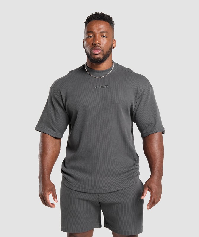 Gymshark Waffle Oversized T-Shirt Onyx Grey | 71829JBSL