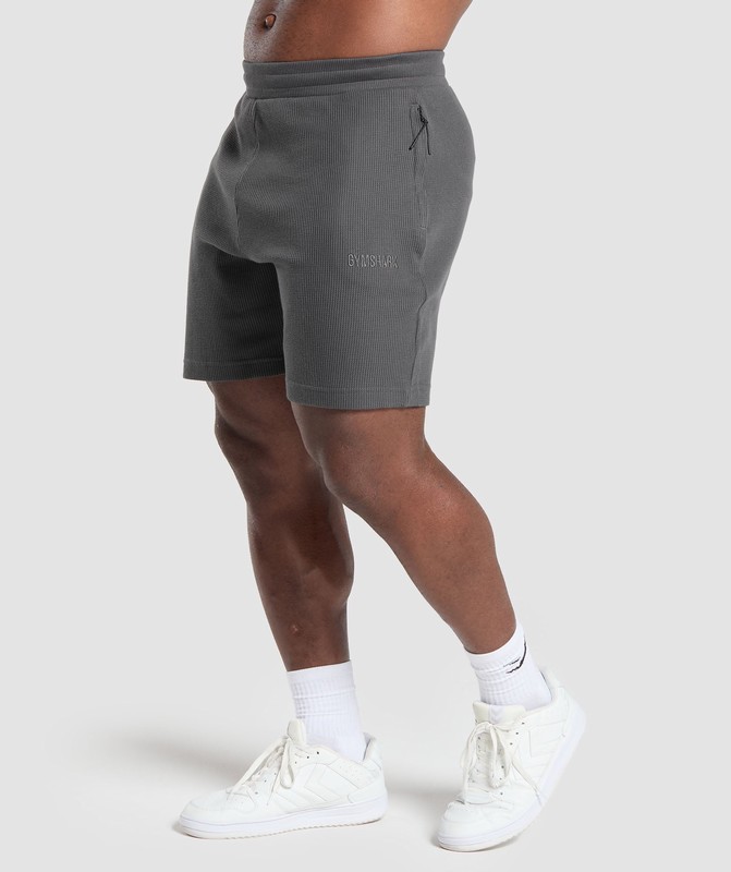 Gymshark Waffle Shorts Onyx Grey | 73012FLJR