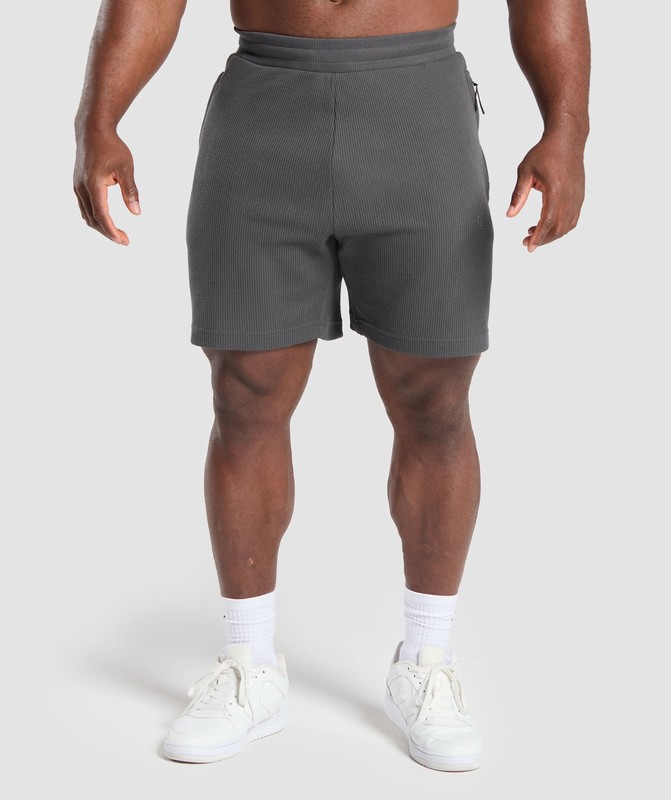 Gymshark Waffle Shorts Onyx Grey | 73012FLJR