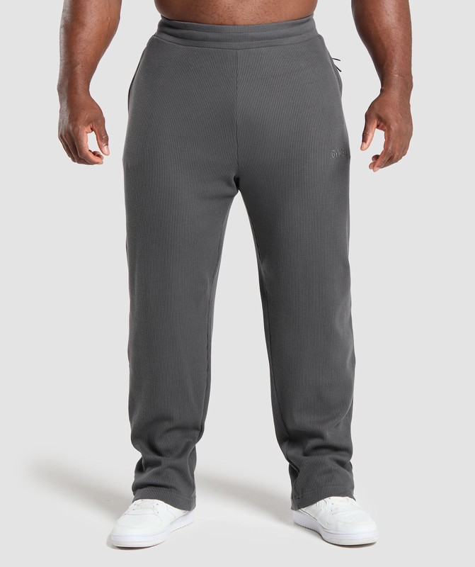 Gymshark Waffle Straight Leg Joggers Onyx Grey | 08219PZGE