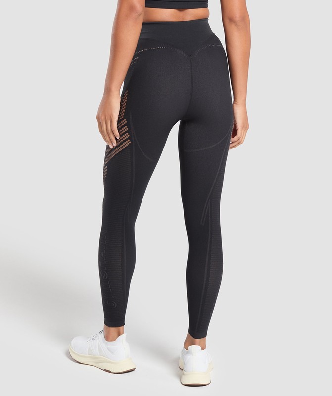 Gymshark Warp Knit Seamless Tights Black / Linen Brown | 49306NWZR