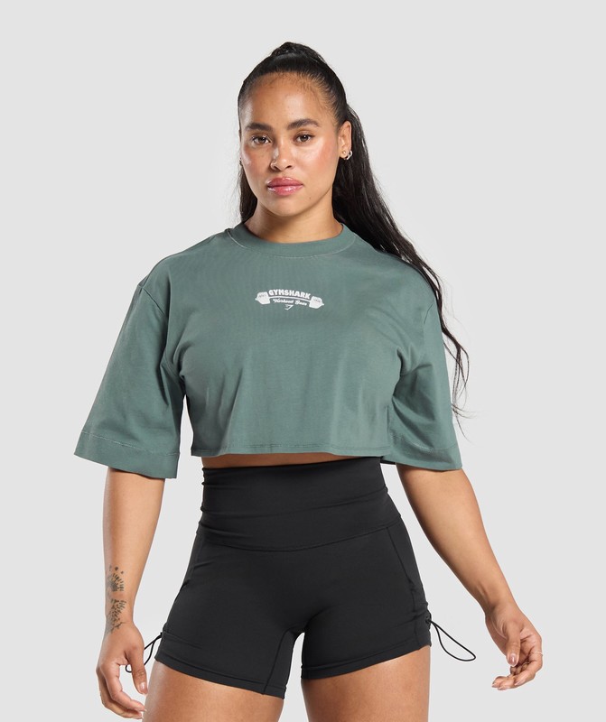 Gymshark Workout Gear Crop Top Cargo Teal | 94716SKBQ