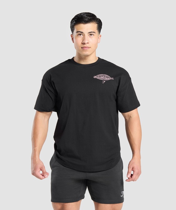 Gymshark Worldwide T-Shirt Black | 36478GYDF