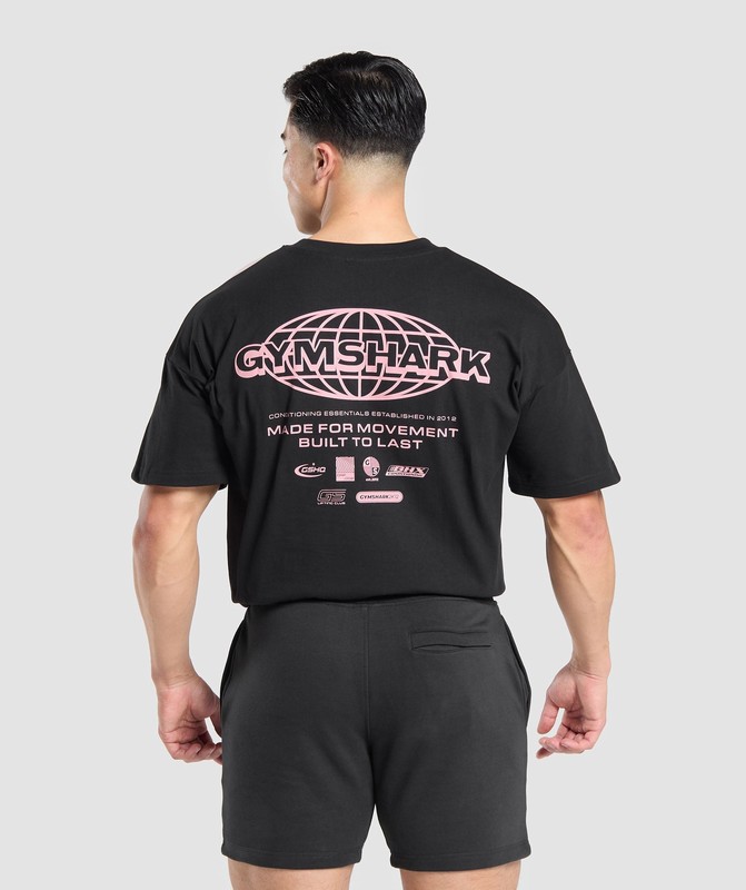 Gymshark Worldwide T-Shirt Black | 36478GYDF