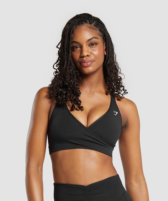 Gymshark Wrap Sports Bra Black | 28730FPGO