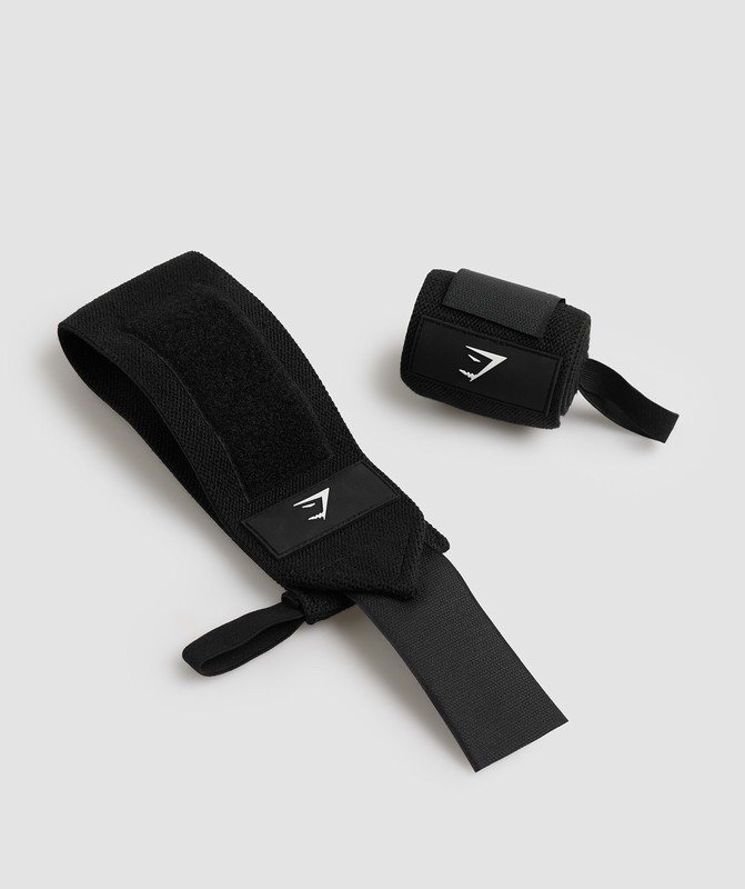 Gymshark Wrist Straps Black | 23194RTEC