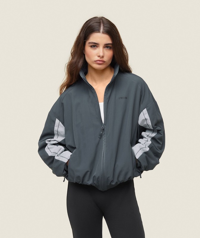 Gymshark everywear Coaches Track Jacket Faded Black / Ice Grey | 24570BUFP