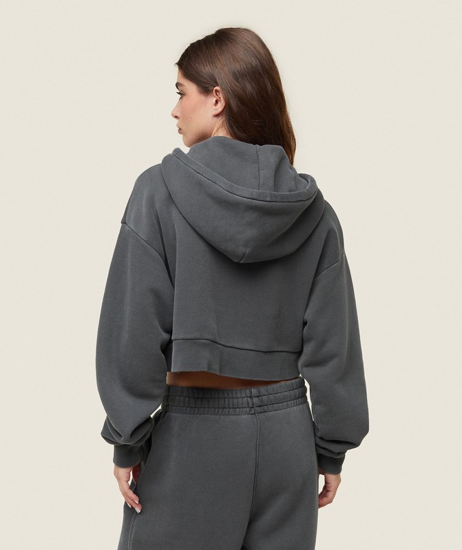 Gymshark everywear Cropped Zip Hoodie Black | 96705FVXS
