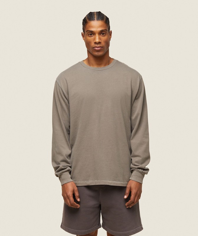 Gymshark everywear Relaxed Long Sleeve Tee Linen Brown | 73490TEIZ