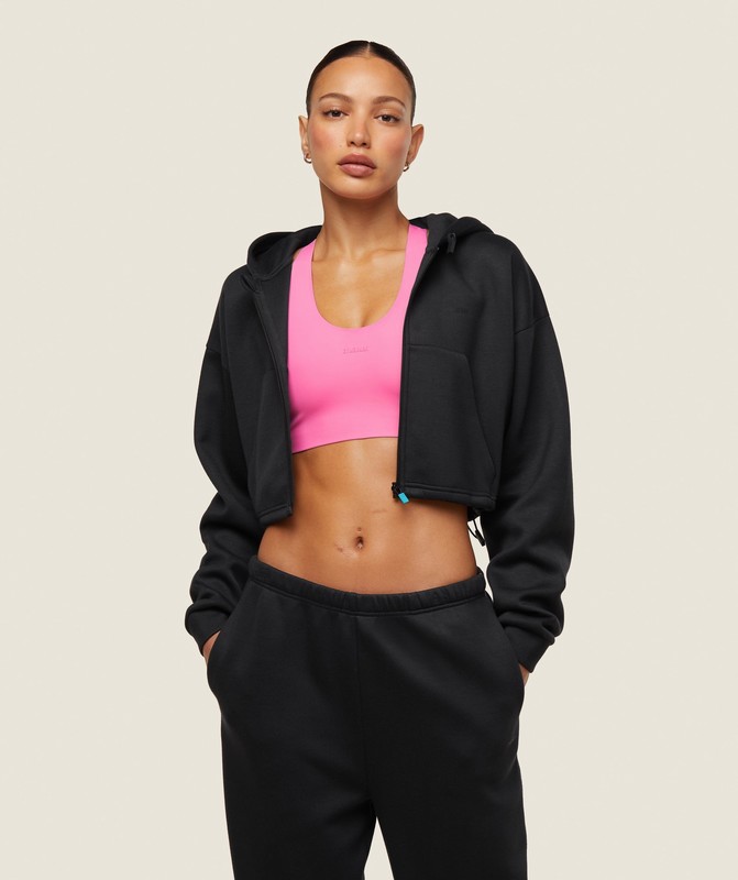Gymshark everywear Tech Cropped Hoodie Black | 32640VIQK
