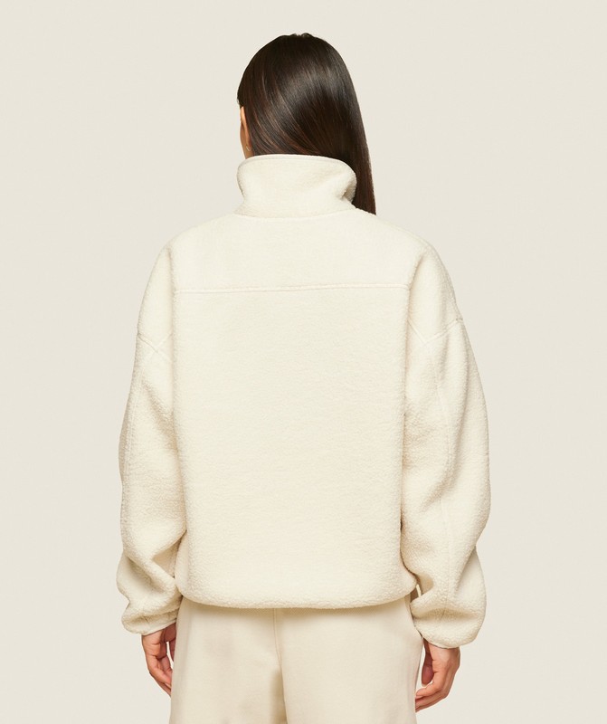 Gymshark everywear Zip Up Sherpa Jacket Oat White | 30472MVTR